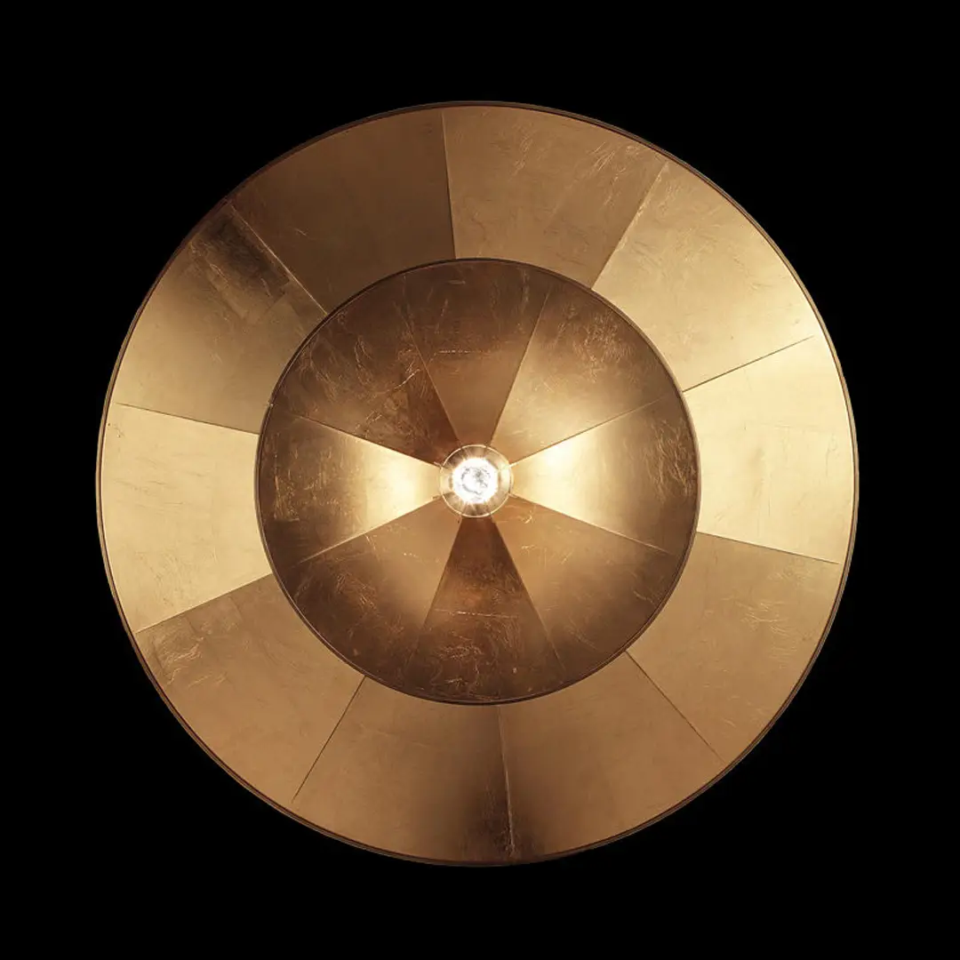 Golden ceiling lamp with concentric circles