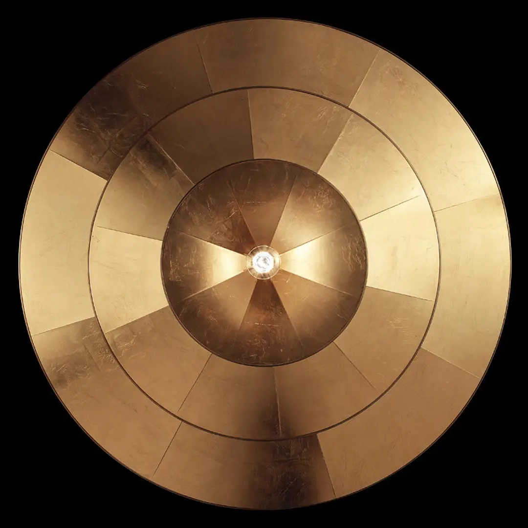Golden spiral ceiling light design from below.