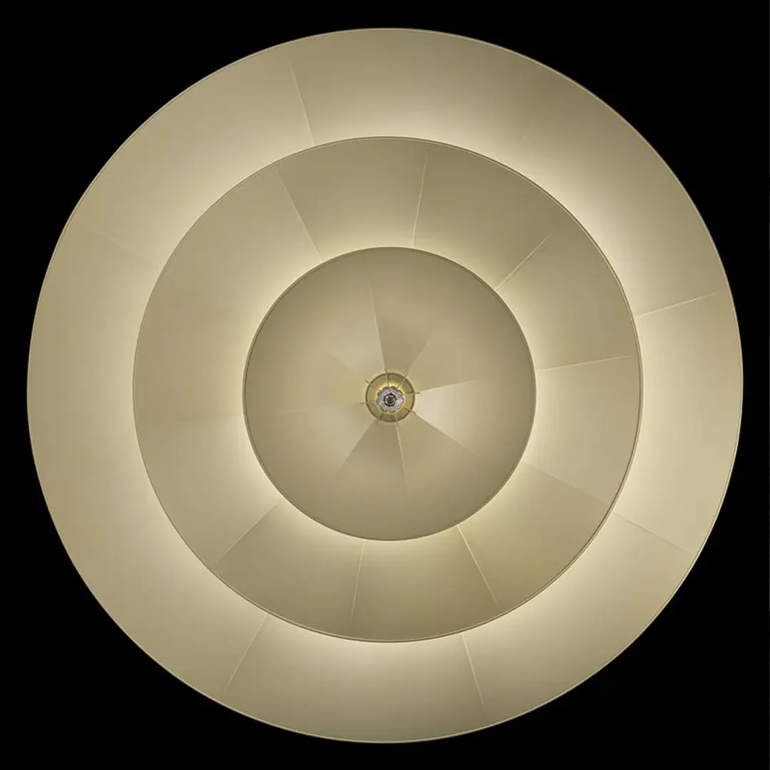 Illuminated circular ceiling light fixture design.
