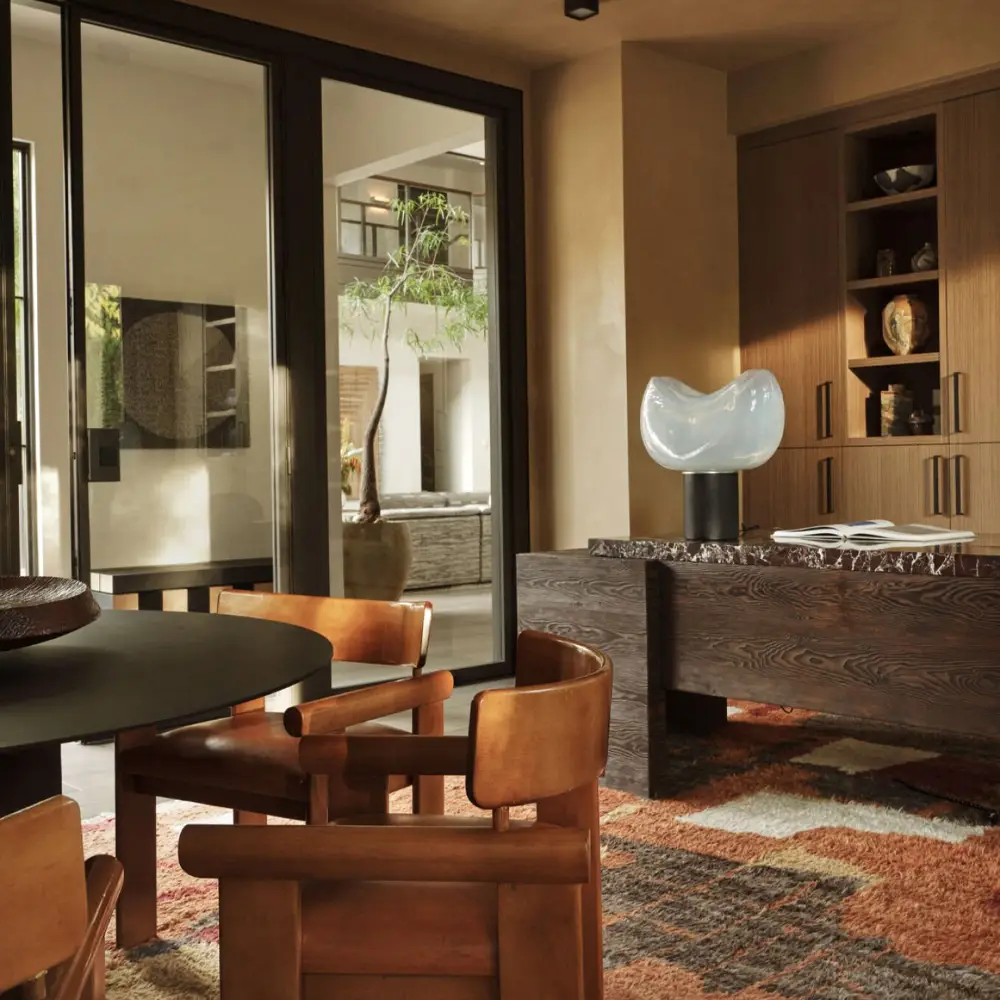 Modern dining room with stylish furniture and decor