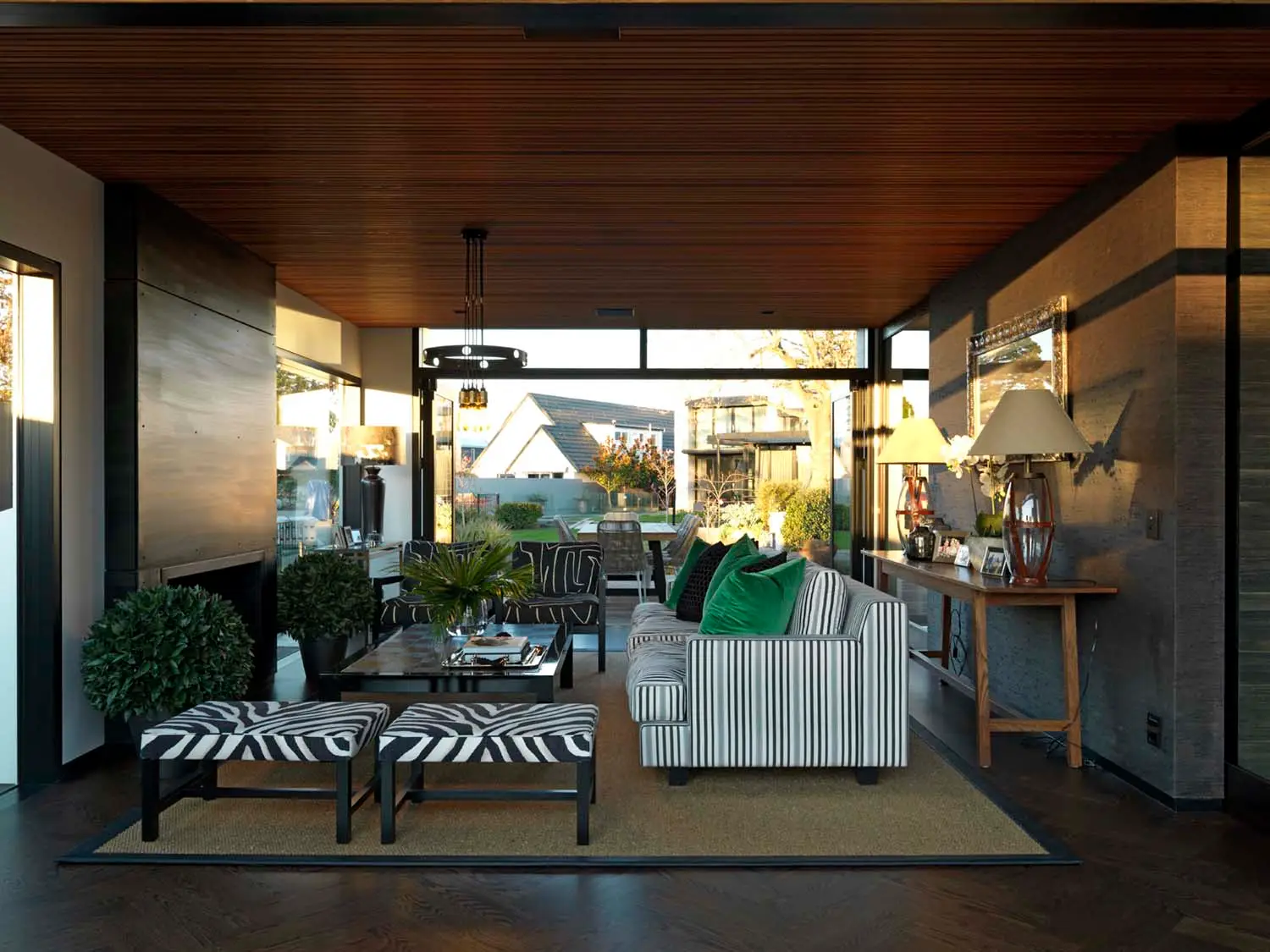 Modern living room with stylish furniture and natural light