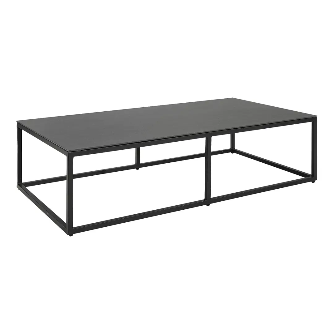 Black rectangular metal frame coffee table