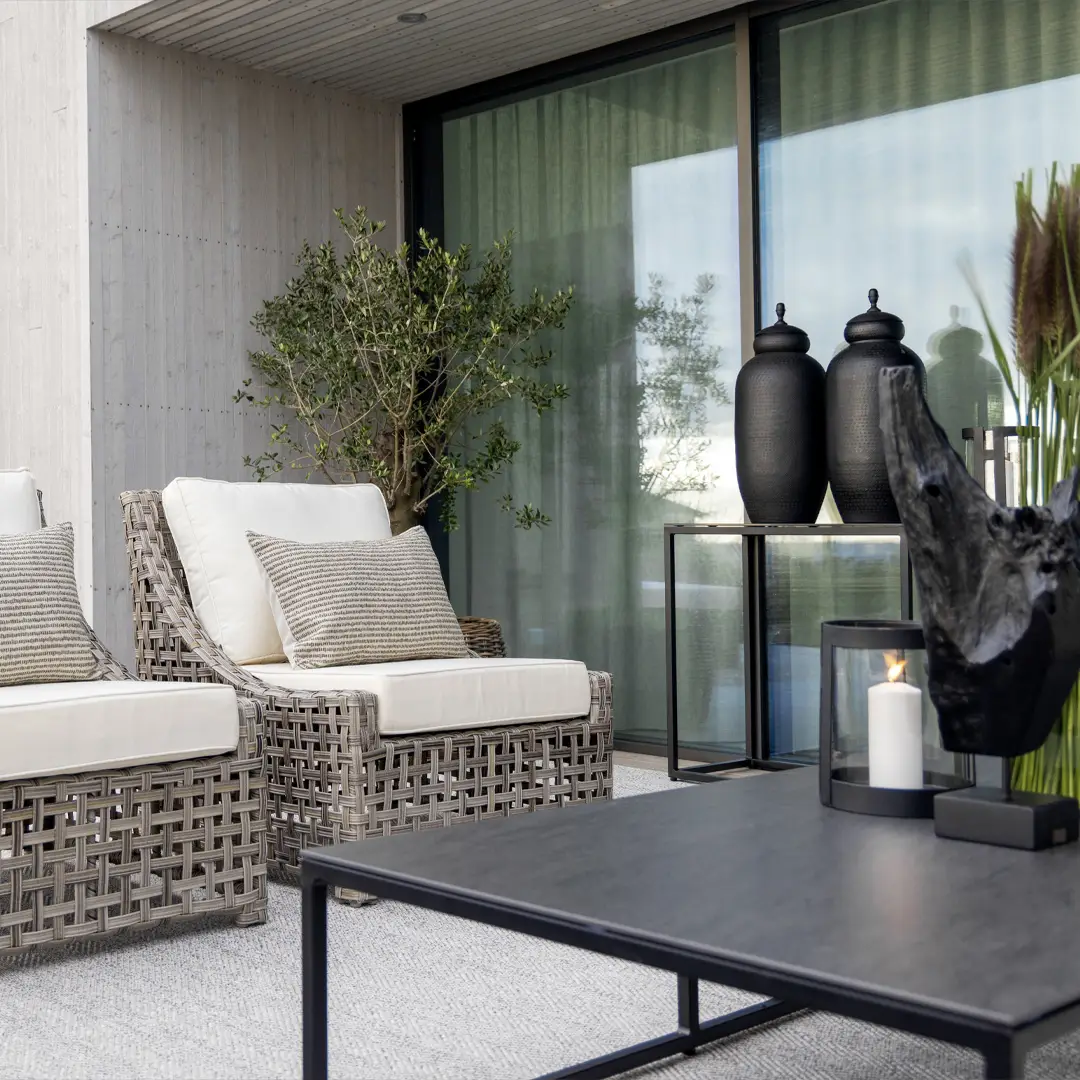 Modern outdoor patio furniture with decorative elements