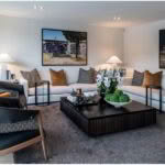 Stylish modern living room with elegant decor and art