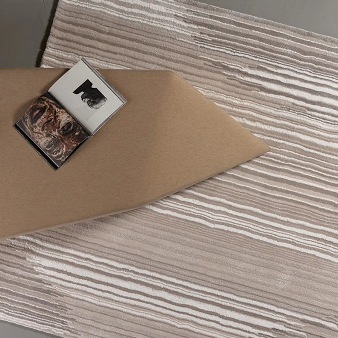 Modern artwork display on textured carpet