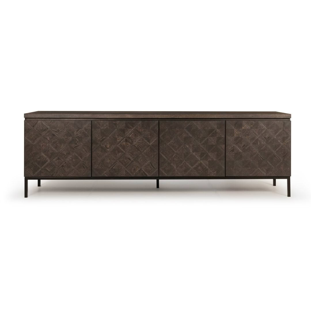 Elegant sideboard with textured dark brown doors