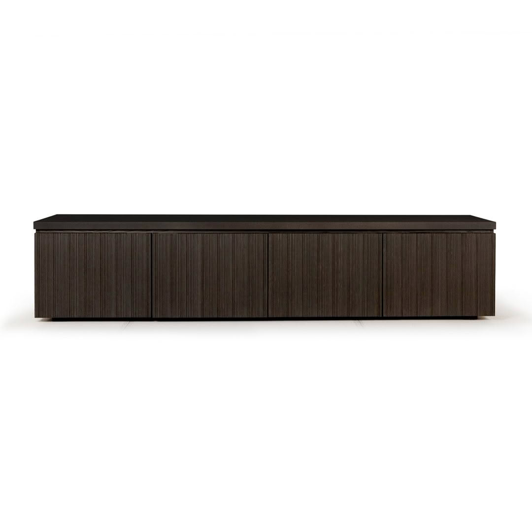 Dark wooden contemporary low TV stand