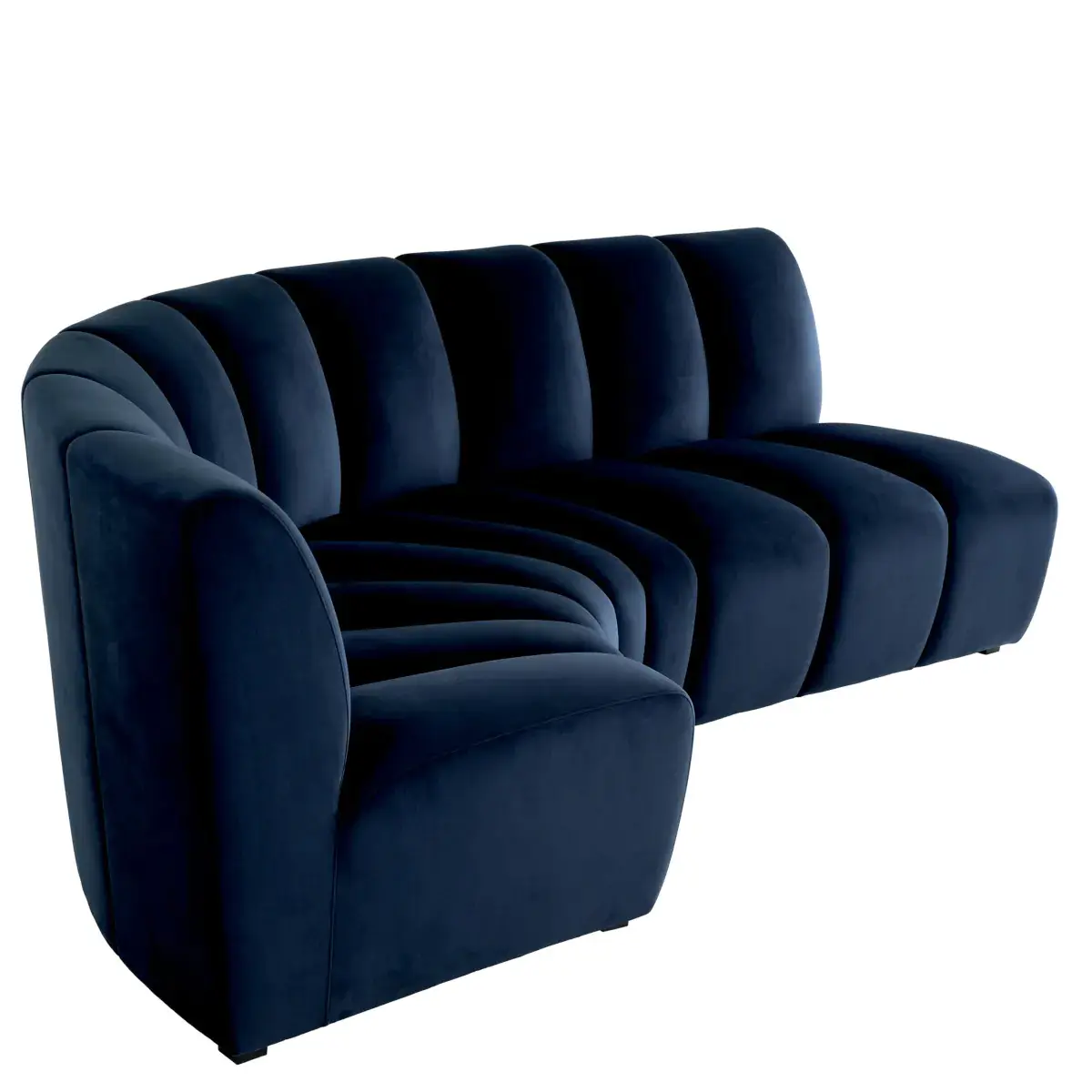 Navy blue plush modern sectional sofa