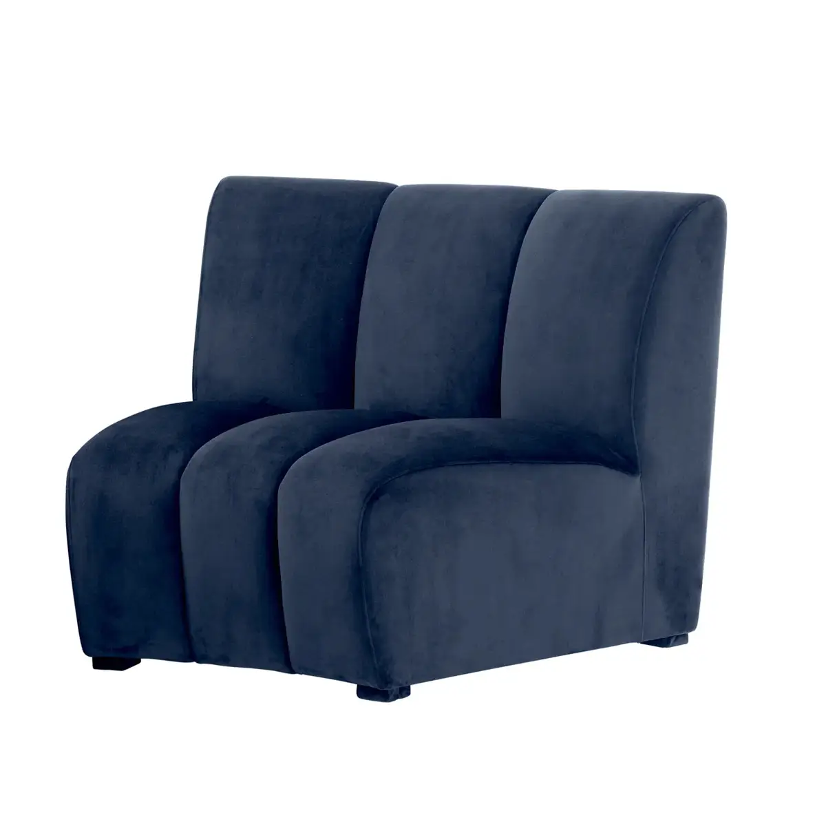 Navy blue velvet loveseat with plush cushions