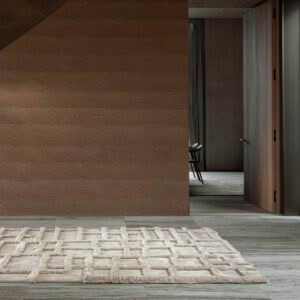 Modern room with textured rug and elegant interior design