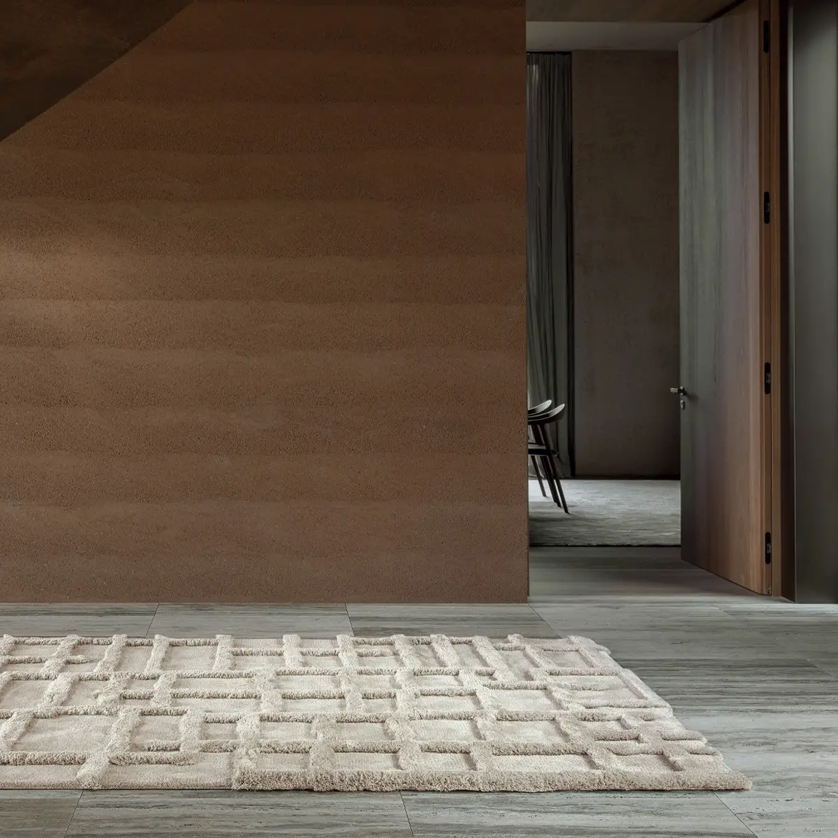 Modern room with textured rug and elegant interior design