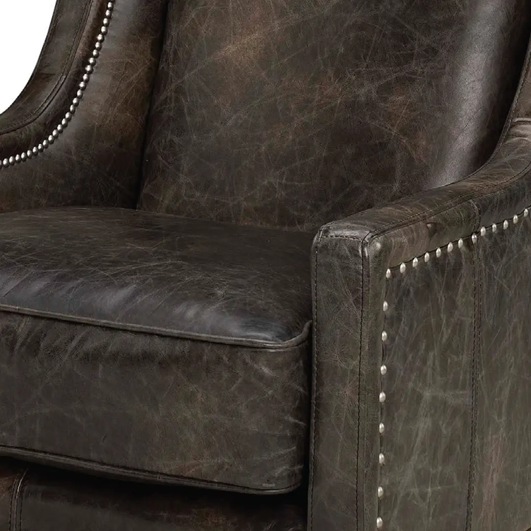 Vintage leather chair with nailhead trim