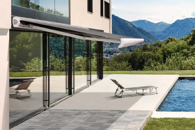 Modern house with pool and mountain view