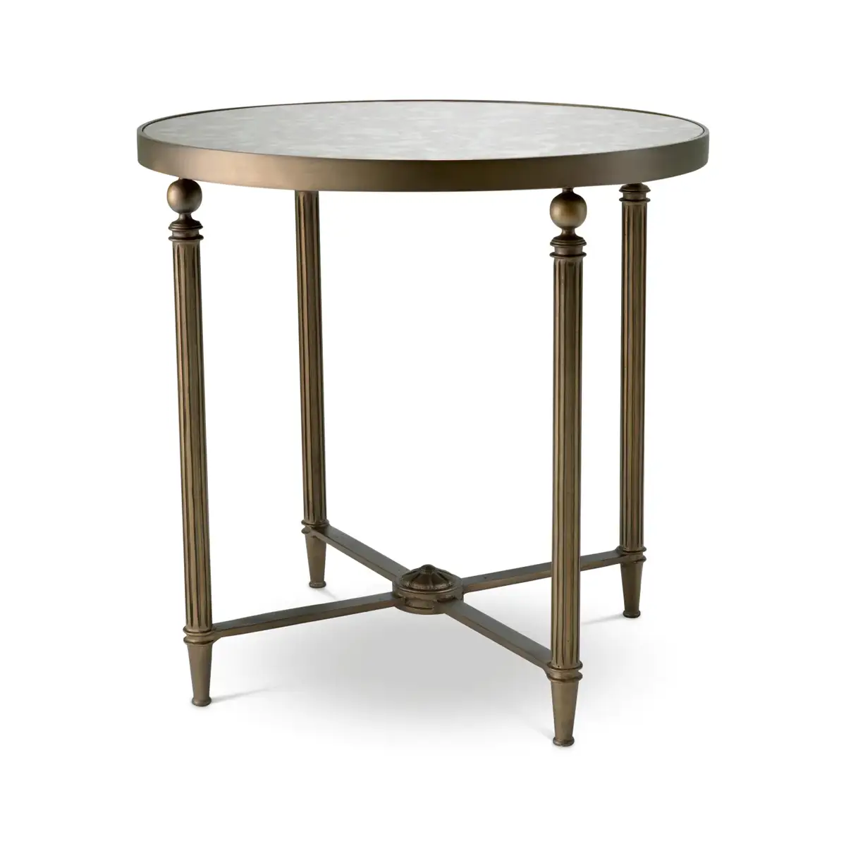Antique bronze-finish round table with ornate legs