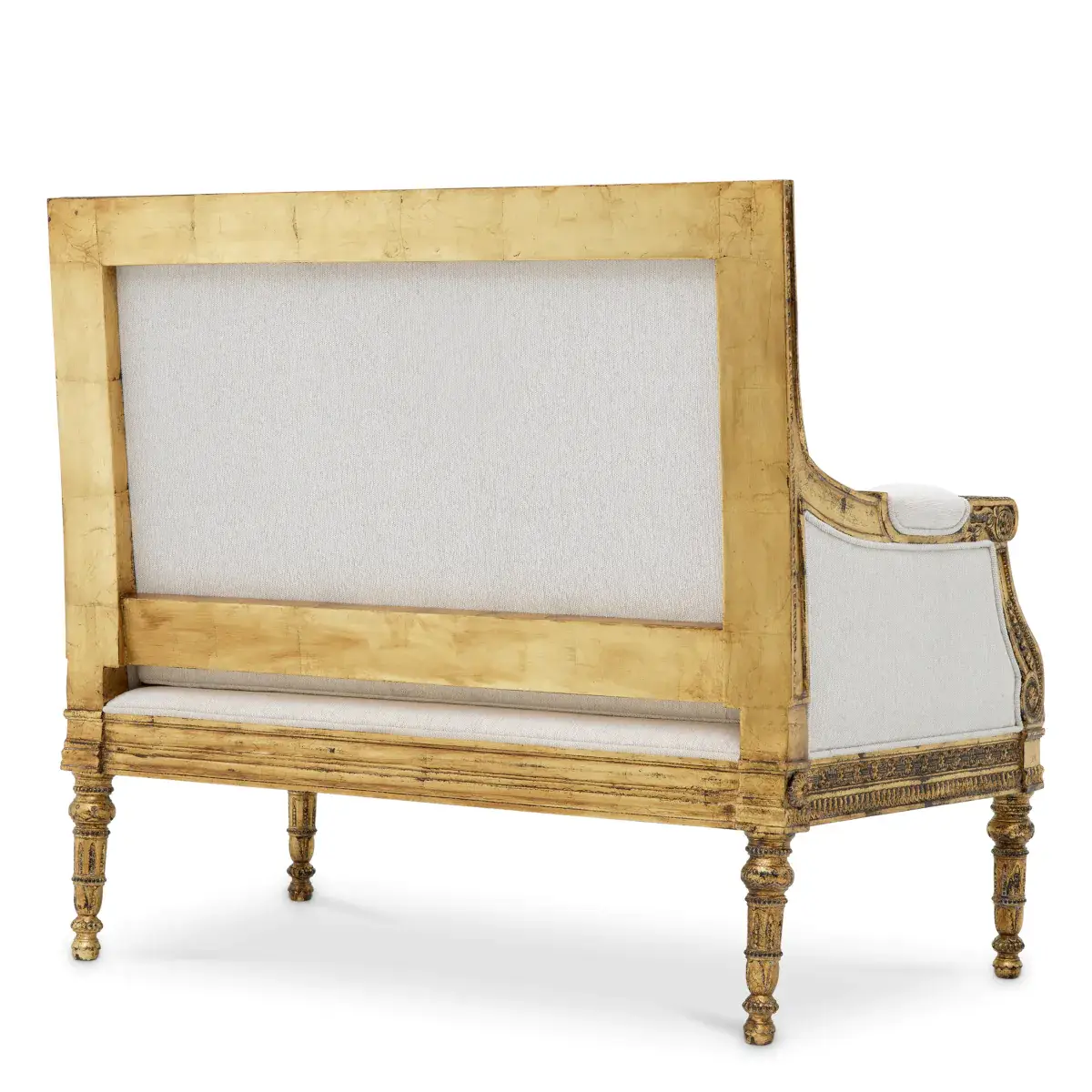 Chair Georges Jacob_3 Antique golden wooden bench with white upholstery