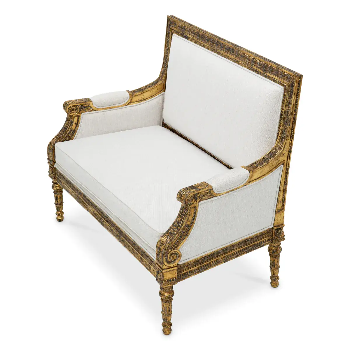 Chair Georges Jacob_4 Antique gilded wooden armchair with white cushion