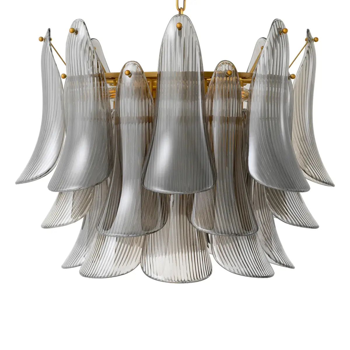 Elegant fluted glass chandelier with gold accents