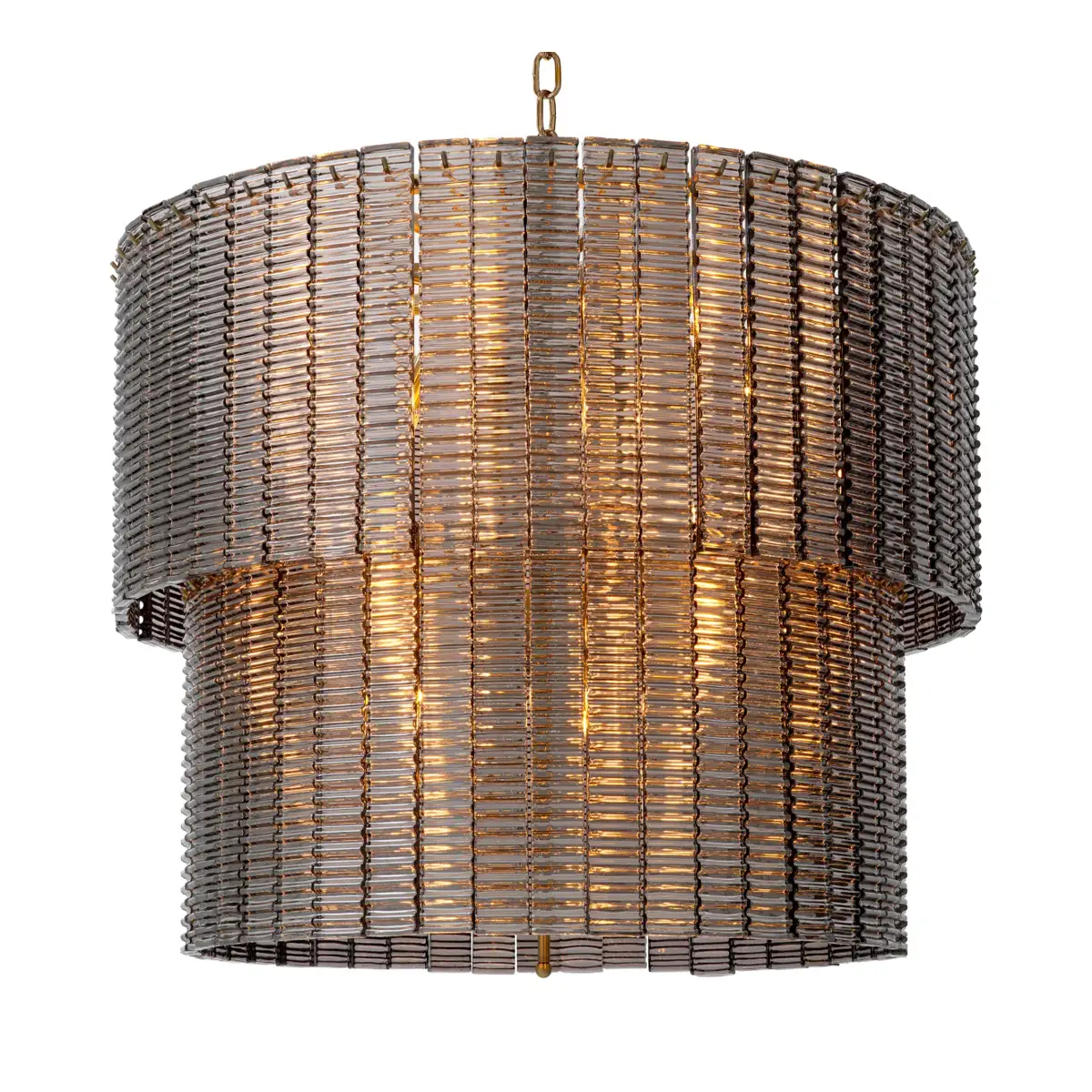 Elegant cylindrical woven metal pendant light fixture