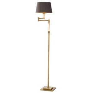 Elegant gold floor lamp with dark shade