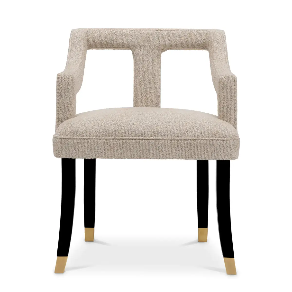 Dining Chair Roumier_3 Modern armchair with beige upholstery and black legs
