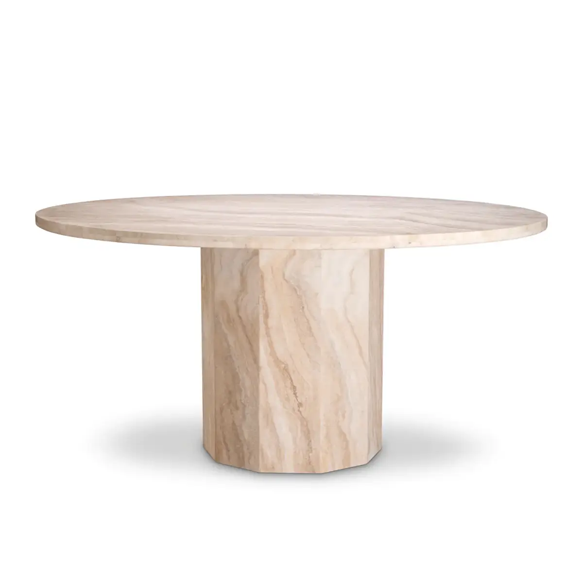 Round marble table on white background