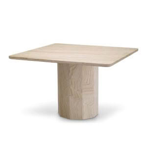 Modern square marble pedestal table isolated on white