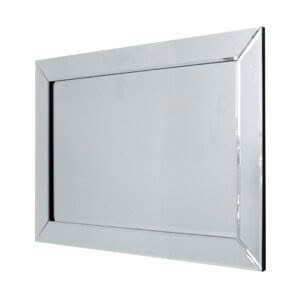 Rectangular silver-framed wall mirror