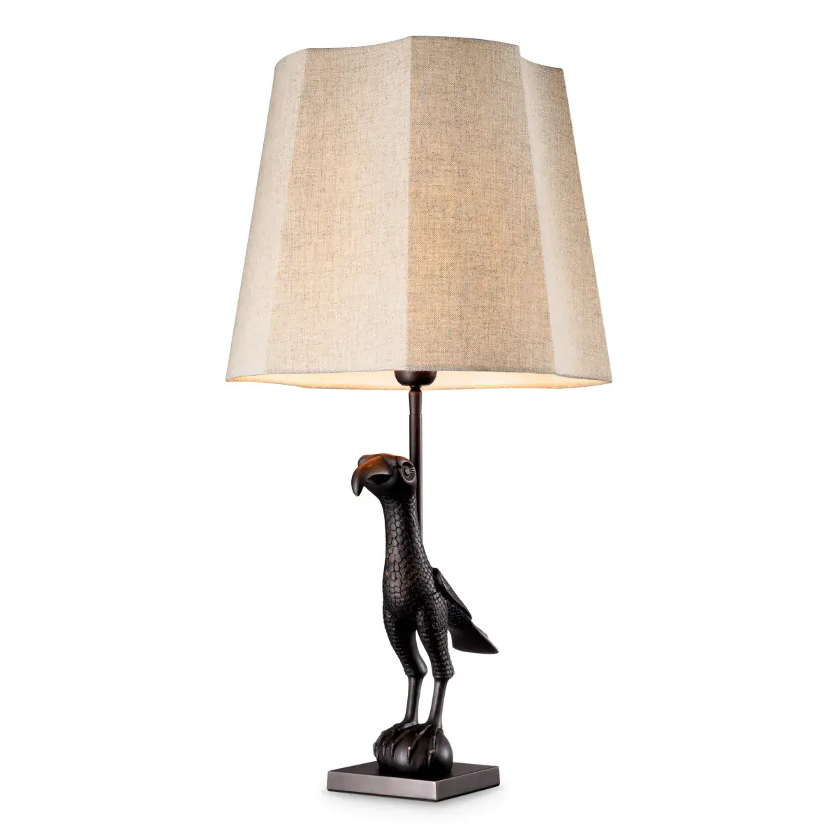 Eagle-shaped base table lamp with beige shade