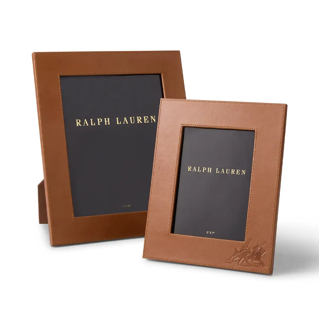 Ralph Lauren branded leather photo frames in two sizes
