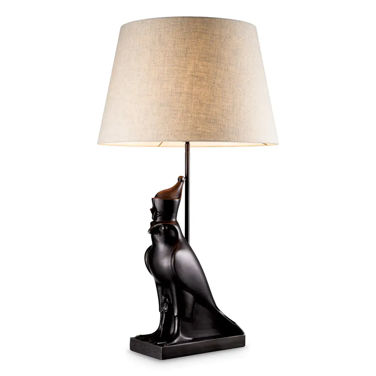 Elegant black cat figure table lamp with beige shade
