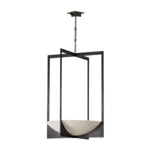 Modern black pendant light with geometric frame