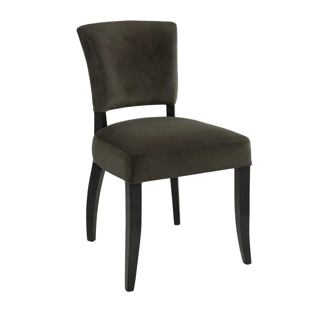 Elegant charcoal upholstered dining chair with black legs
