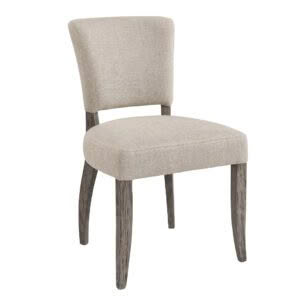 Beige upholstered chair with wooden legs