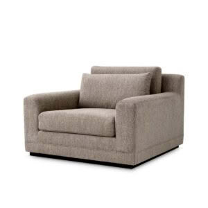 Modern gray fabric armchair on white background