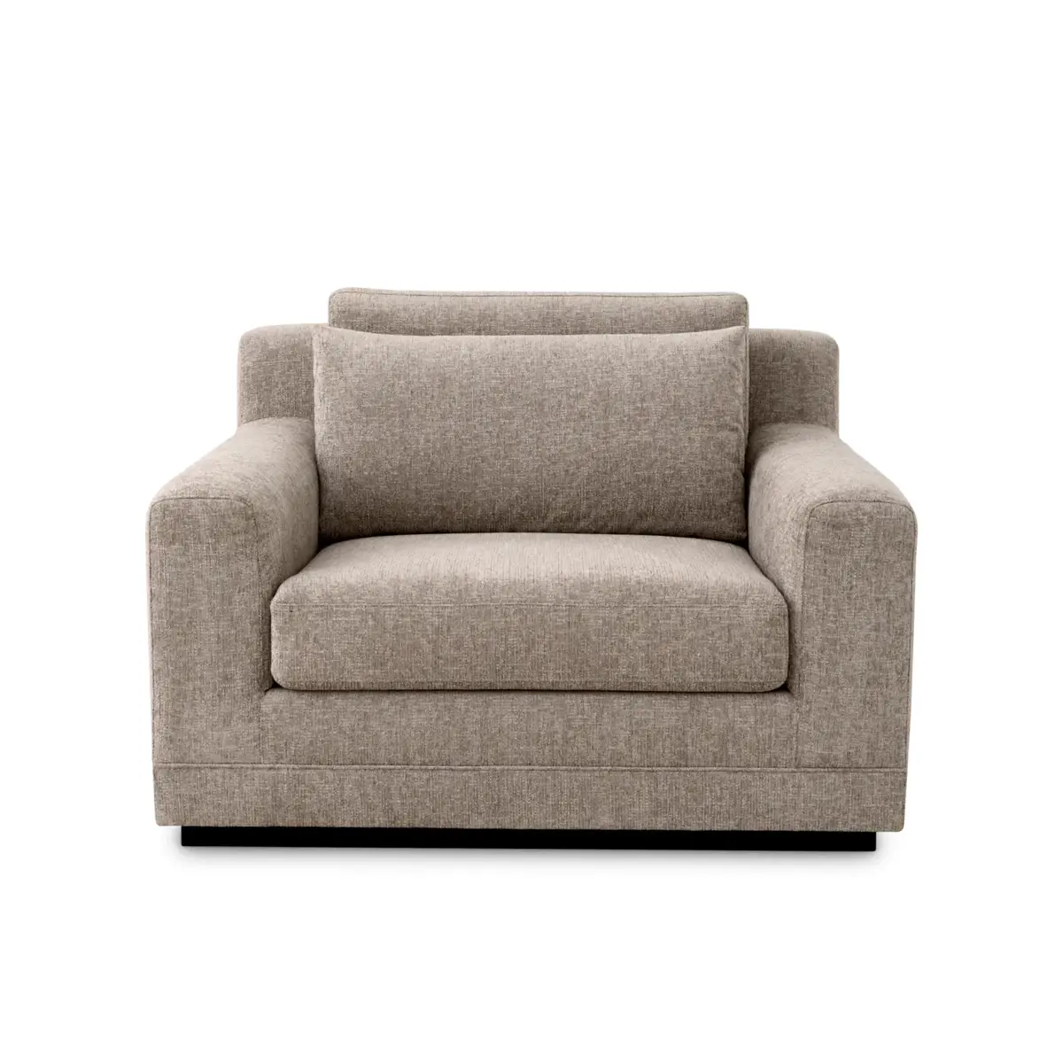 Modern gray fabric armchair on white background