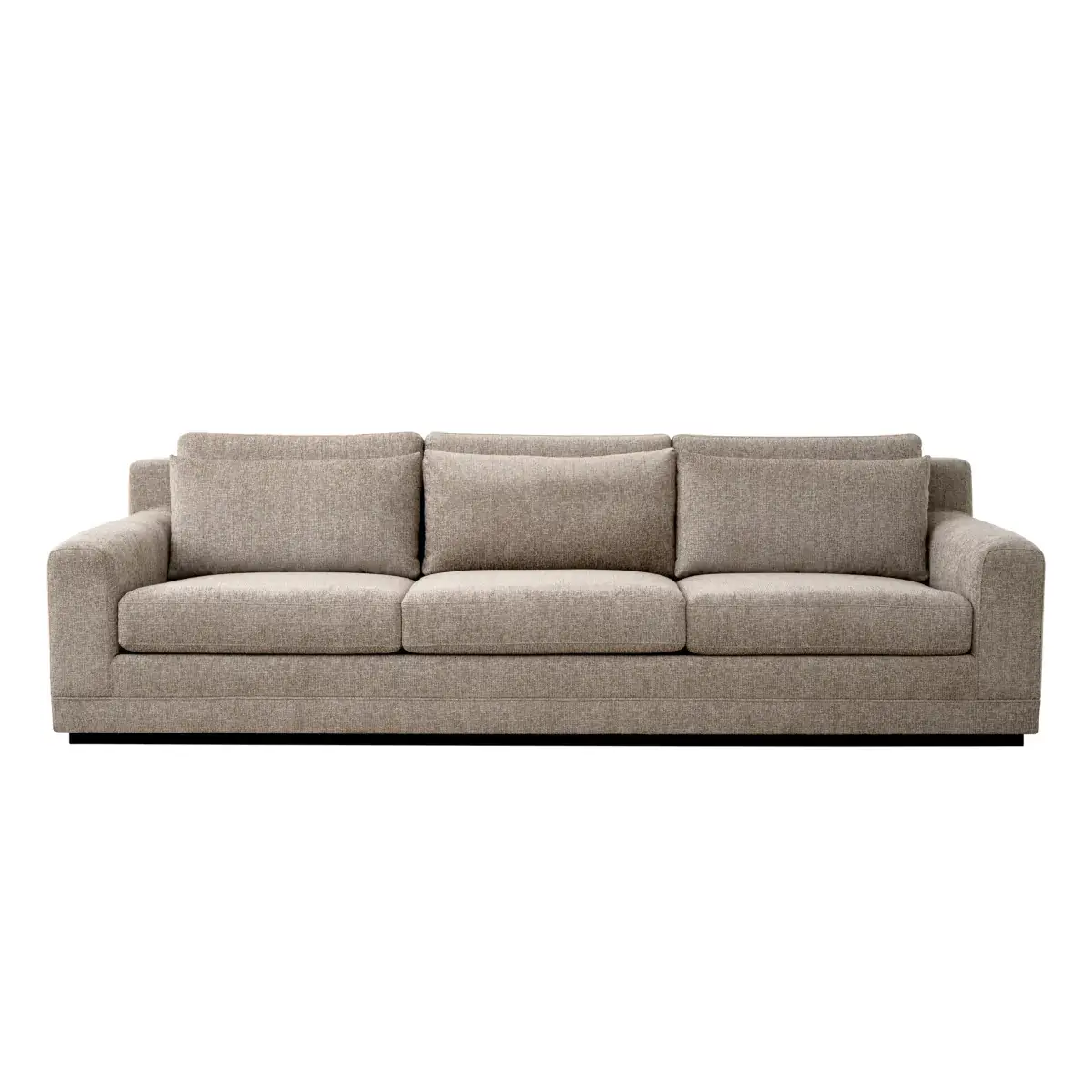 Modern gray fabric three-seater sofa