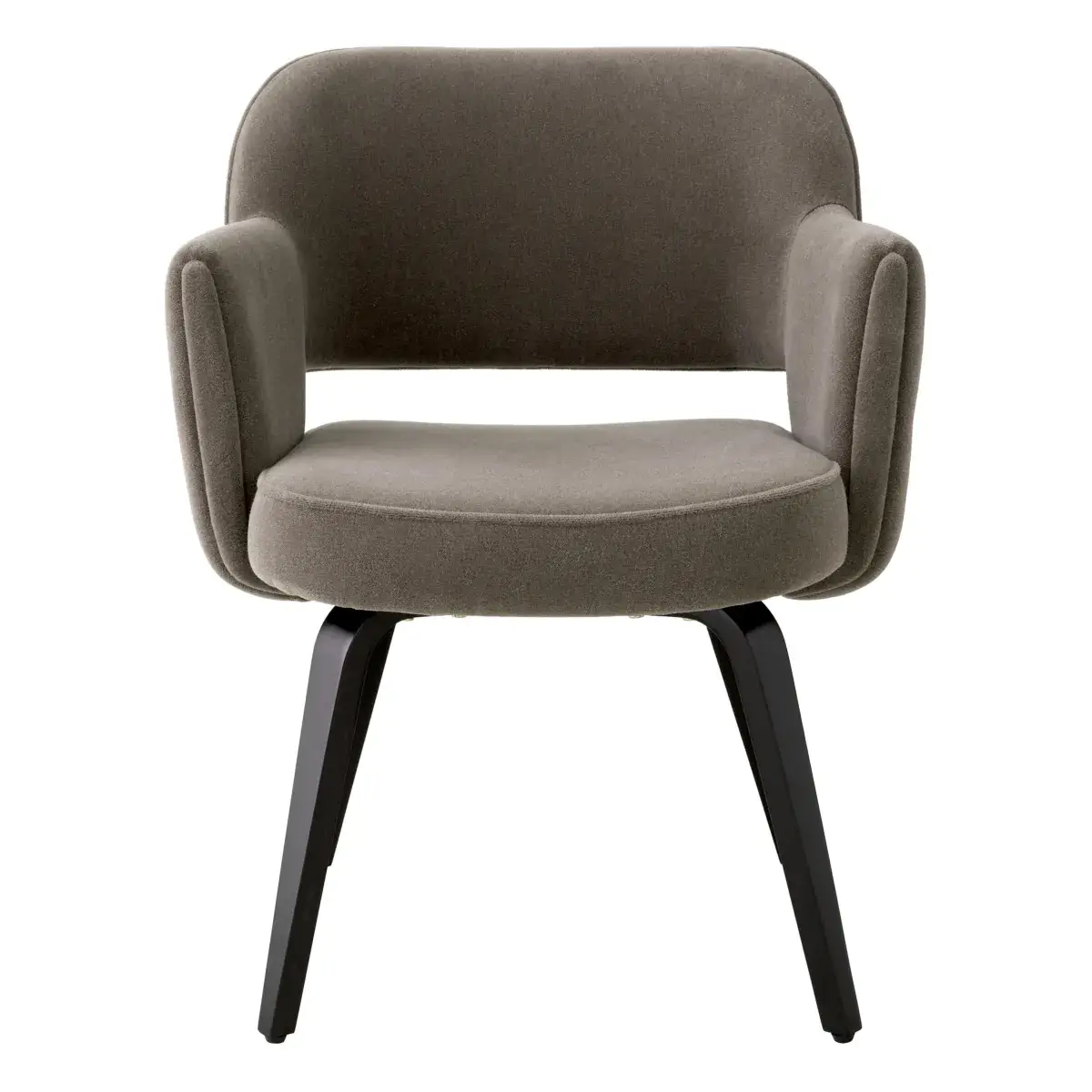 Modern gray fabric chair with black legs