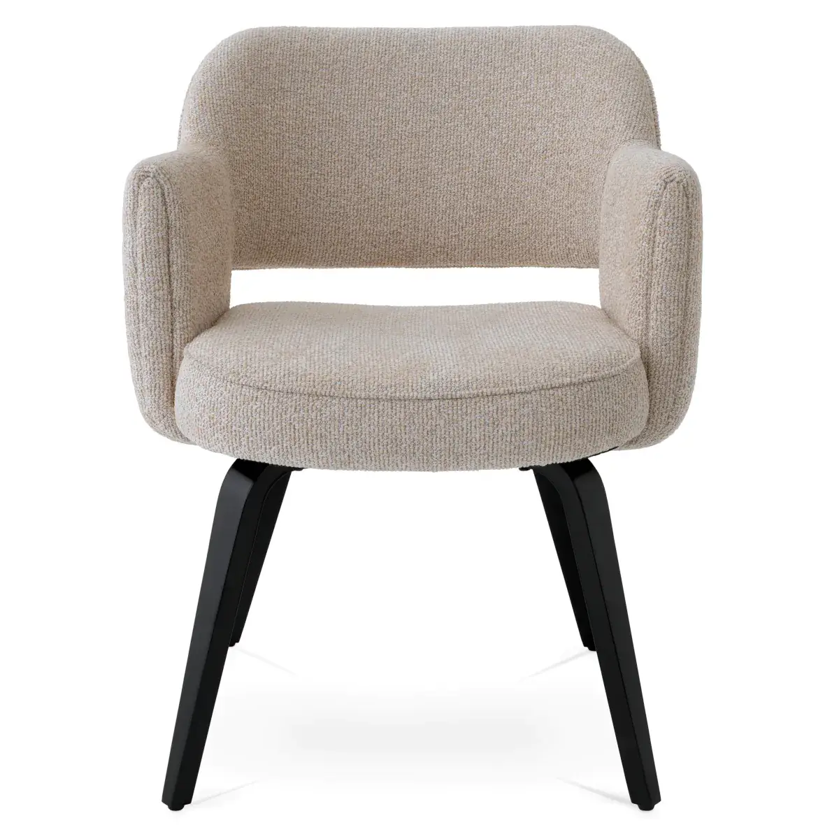 Modern beige fabric chair with black legs