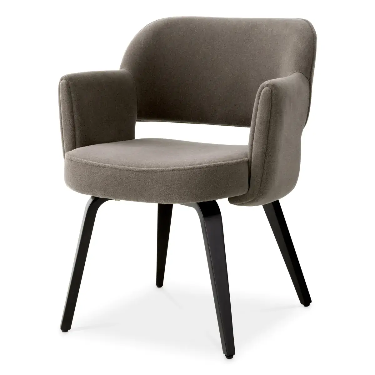 Modern gray upholstered chair with black legs