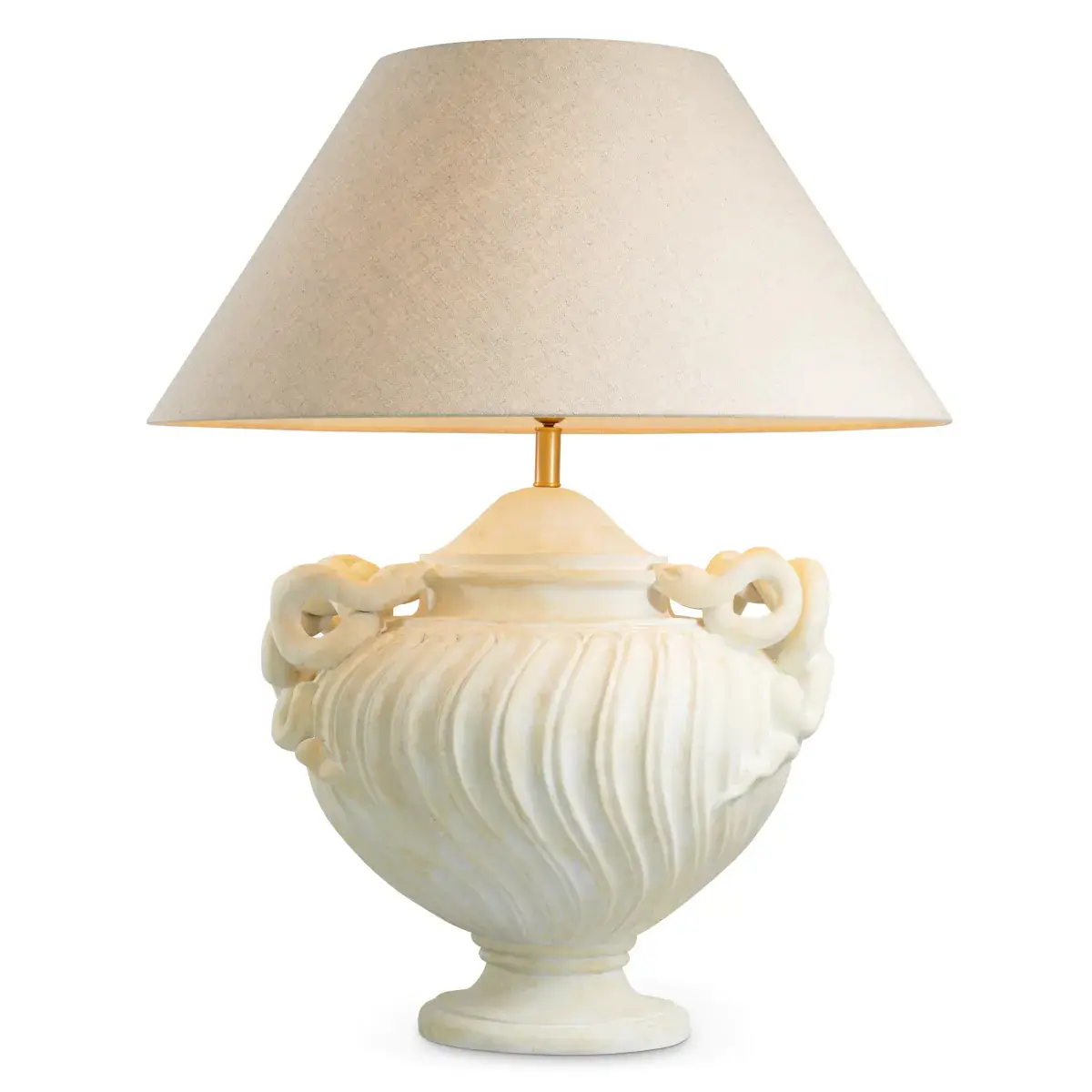 Elegant white ceramic table lamp with beige shade