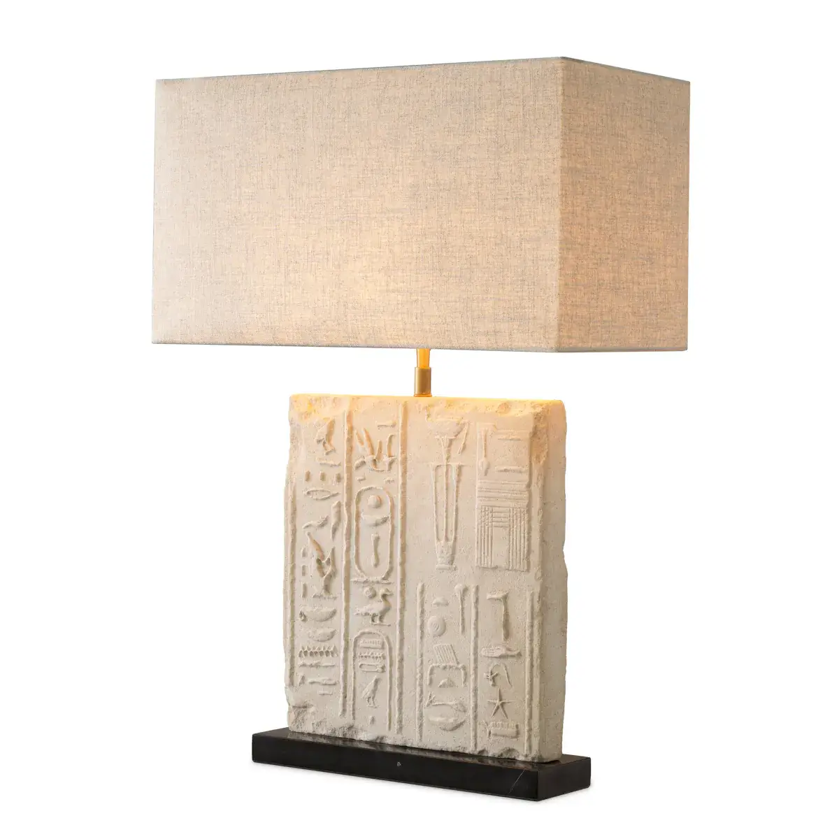 Egyptian hieroglyphs table lamp with rectangular shade
