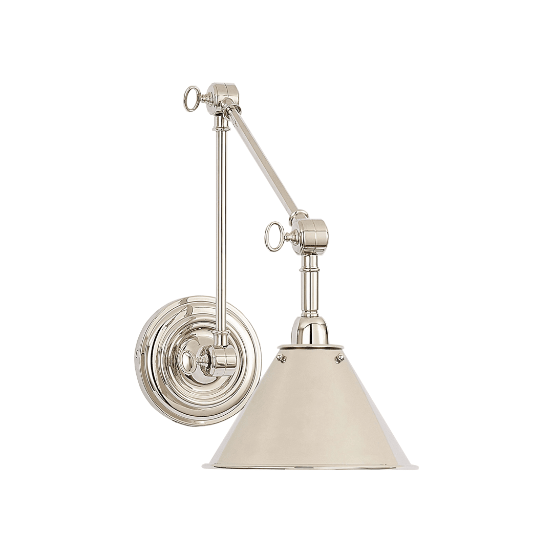 Adjustable polished nickel wall-mounted lamp