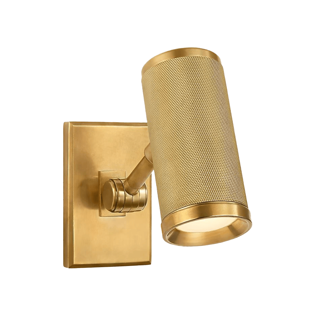 Gold wall-mounted cylindrical light fixture