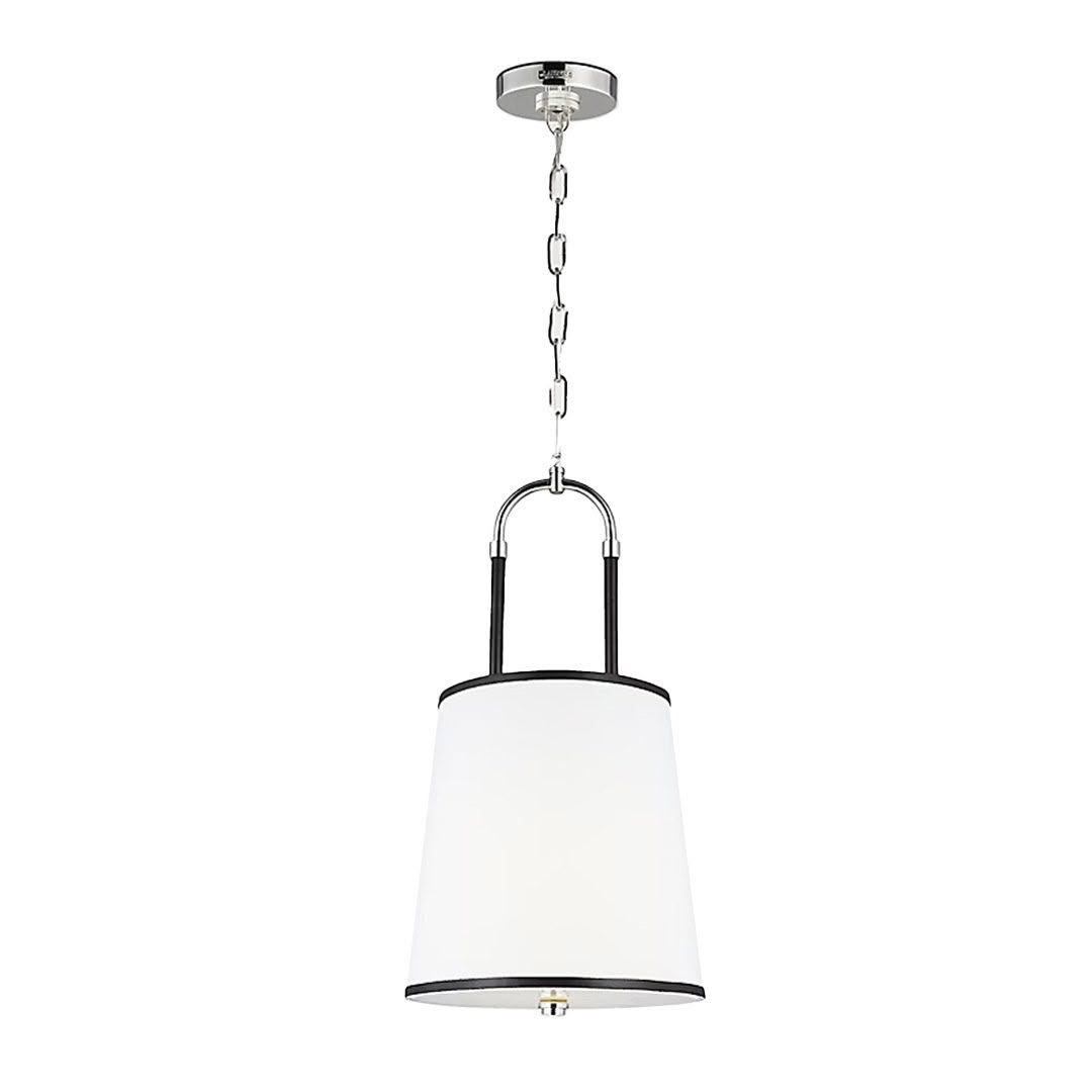 Modern pendant light with white shade and chrome finish