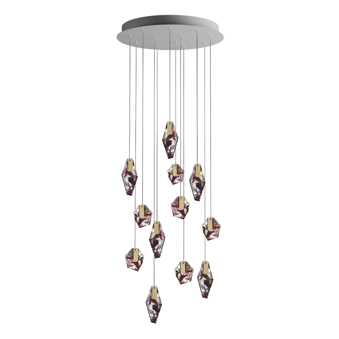 Modern chandelier with hanging crystal pendants