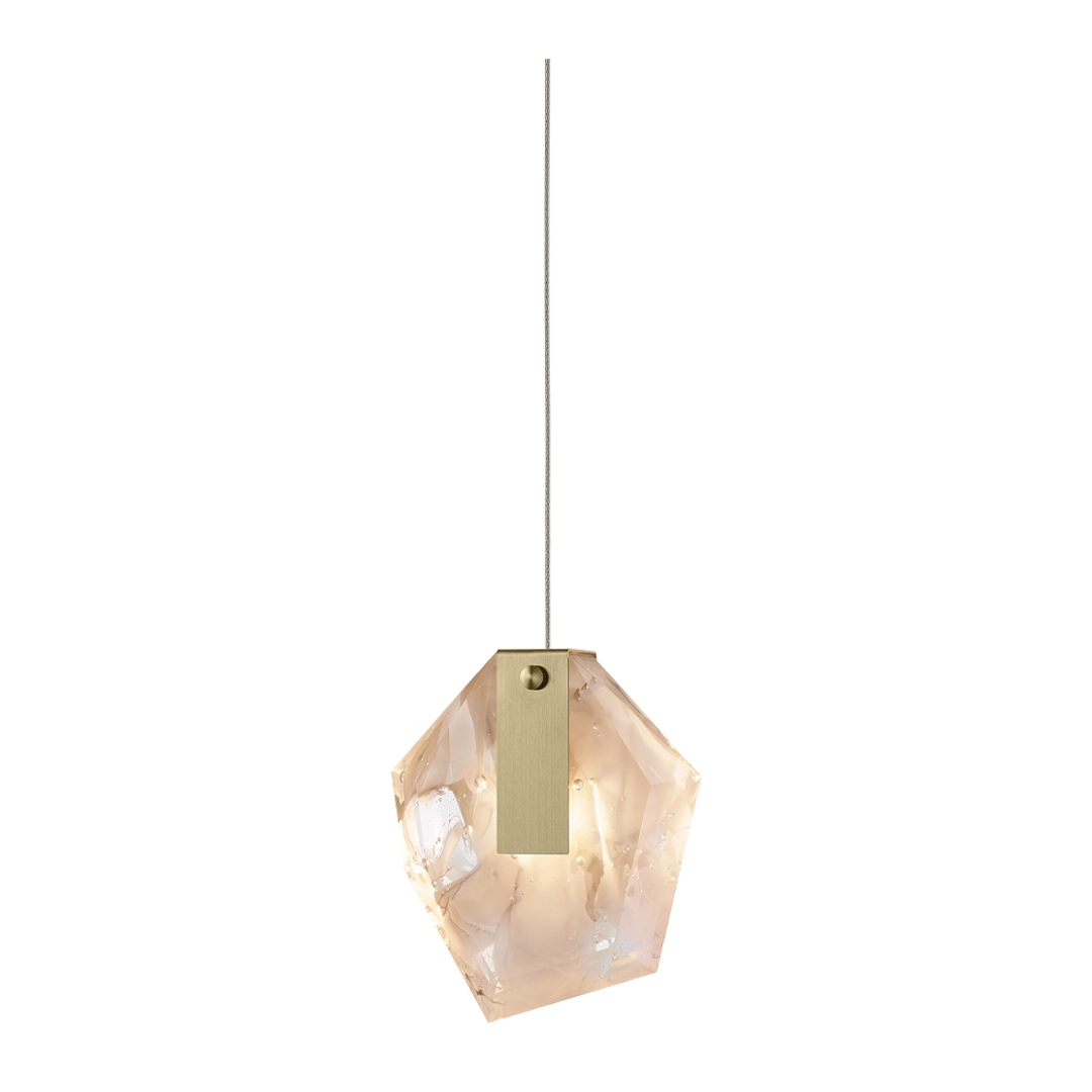 Modern geometric hanging pendant light, rose tint