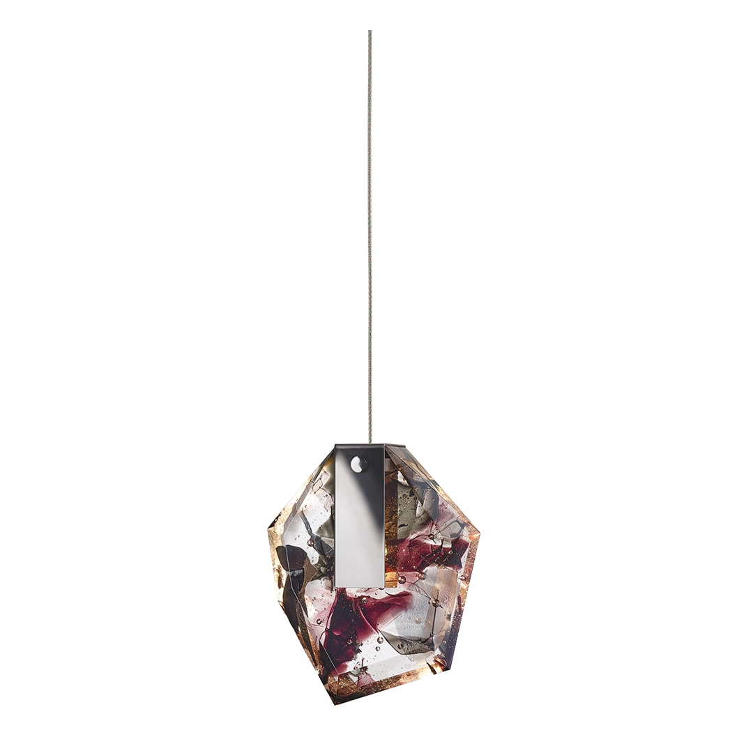 Abstract geometric pendant light on white background