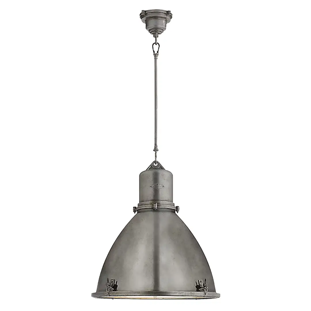 Industrial metal pendant light fixture.