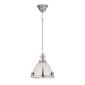 Elegant silver pendant light fixture isolated on white