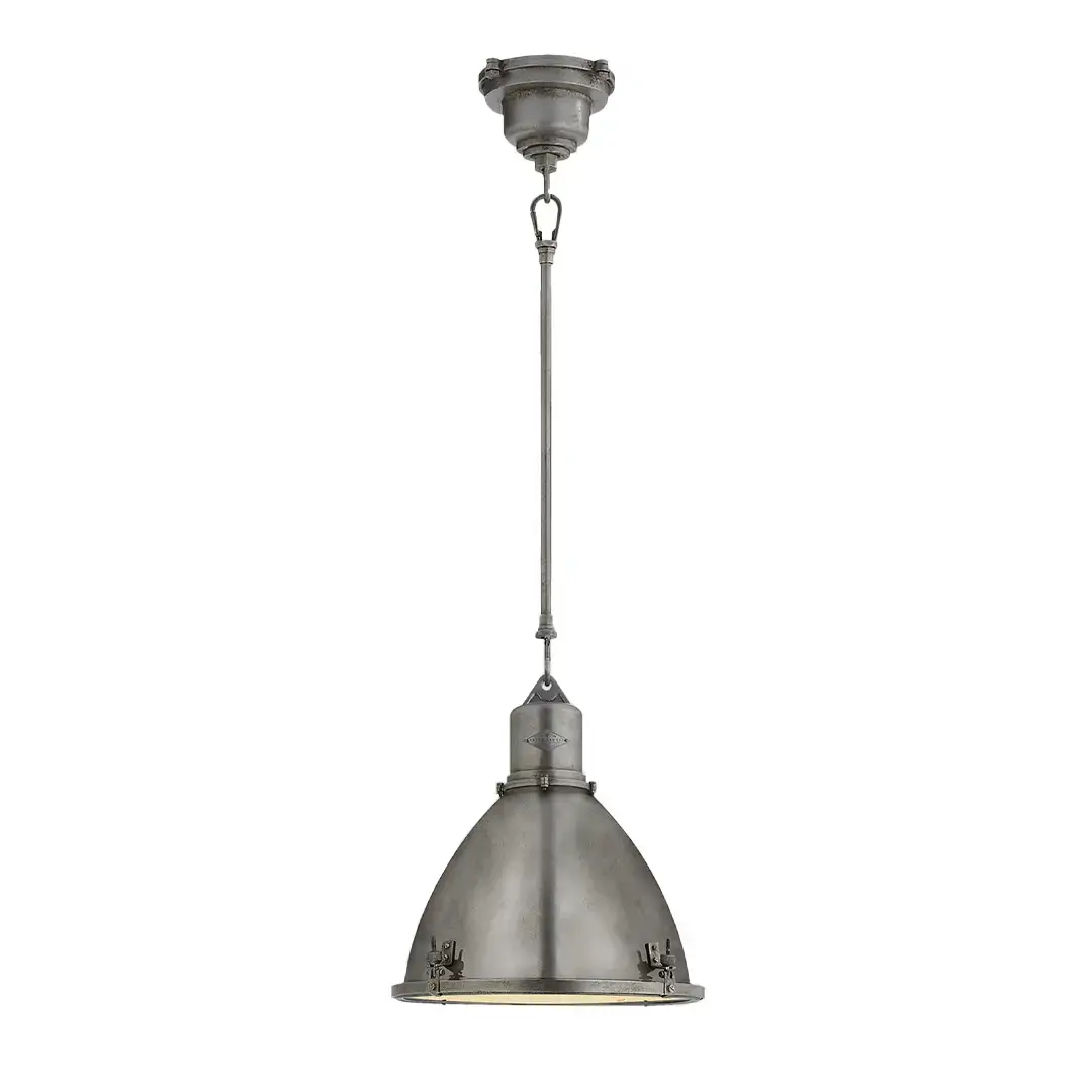 Industrial ceiling pendant light on white background